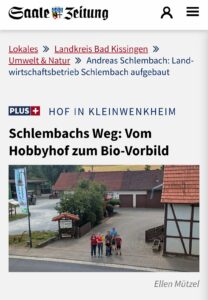 Landwirtschaftsbetrieb Schlembach, Saale-Zeitung Ausschnitt