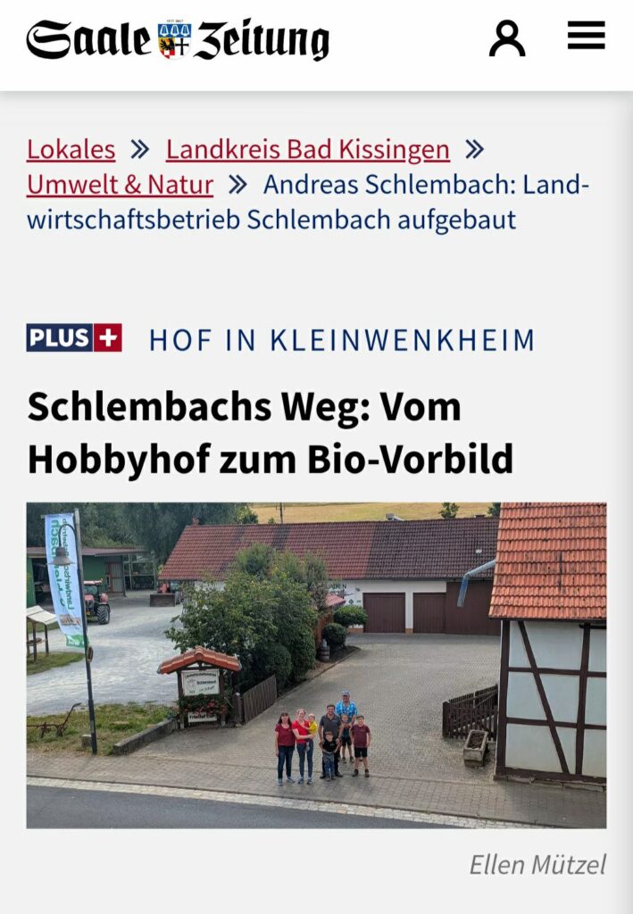 Landwirtschaftsbetrieb Schlembach, Saale-Zeitung Ausschnitt